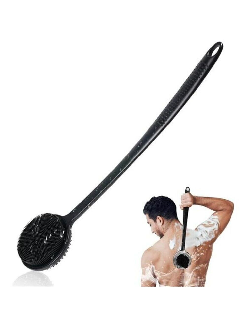 Silicone Back Scrubber for Shower 17in Lengthen Long Handle Body Brush Long Hand